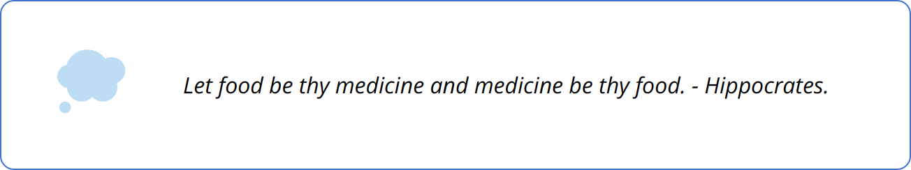 Quote - Let food be thy medicine and medicine be thy food. - Hippocrates.